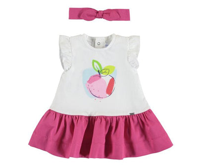 Conjunto 2 Pz Bebe Niña Vestido Moño  SKU 1912 Color Fucsia