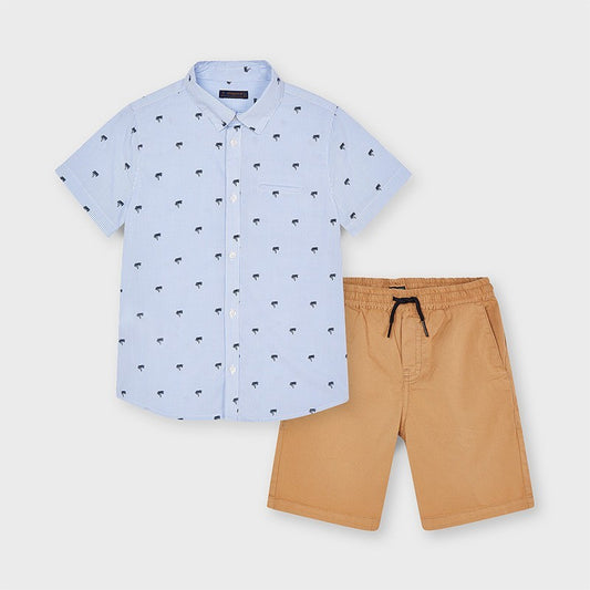 Conjunto 2 Piezas  Camisa Vestir , Pantalon Corto Sku 3246 Color 14 Almendra