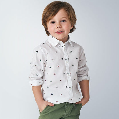 Camisa Ml Estampada Sku 4141 Color Blanco Rayado