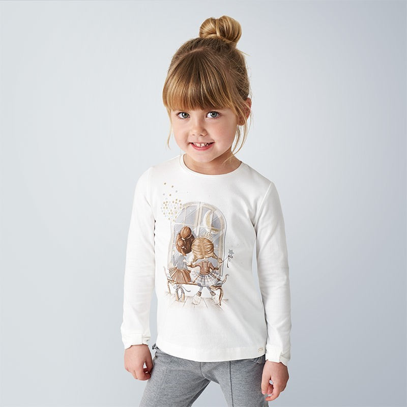 Camisa Manga Larga Niña Sku 4067 Crema/Gris