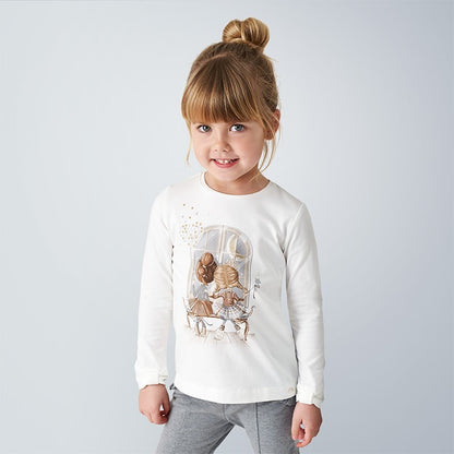 Camisa Manga Larga Niña Sku 4067 Crema/Gris