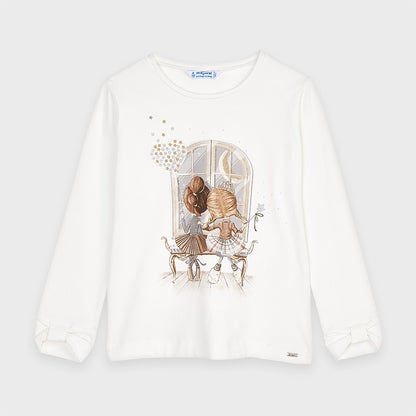 Camisa Manga Larga Niña Sku 4067 Crema/Gris