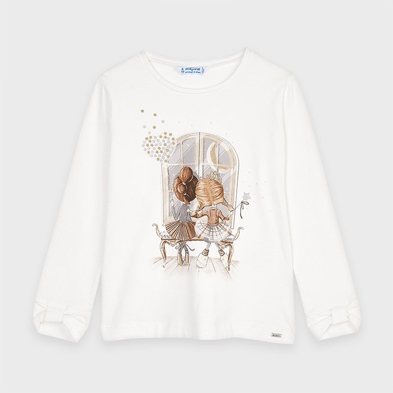 Camisa Manga Larga Niña Sku 4067 Crema/Gris