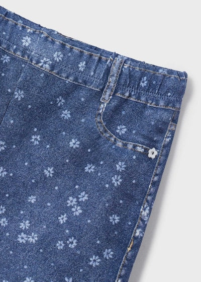 Legging largo efecto de mezclilla de algodón sostenible para niña Sku  3777 Color Medio