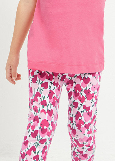 Legging pirata estampado de algodón sostenible para niña Sku 3778 Color Hibiscus