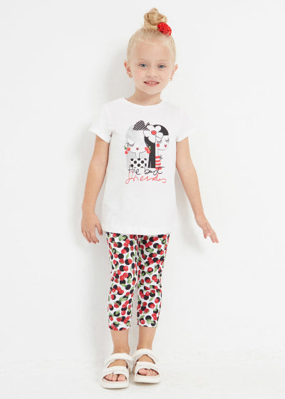 Legging pirata estampado de algodón sostenible para niña Sku 3778 Color Rojo