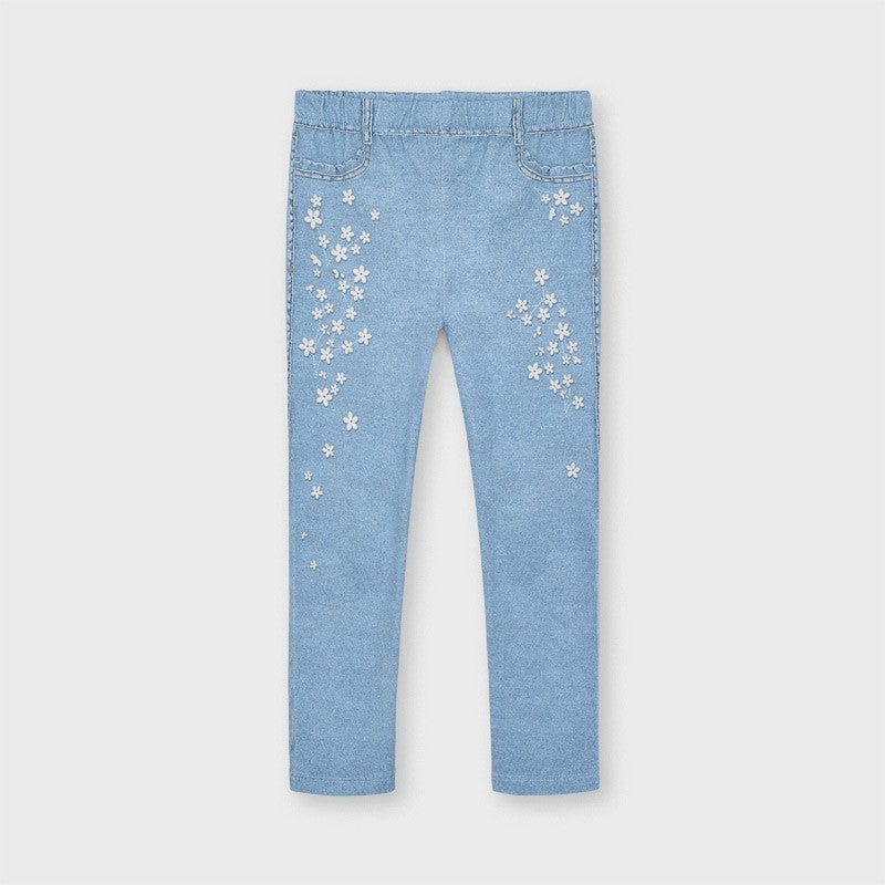 Leggings Niña flores Mezclilla Sku 3733 Color Medio