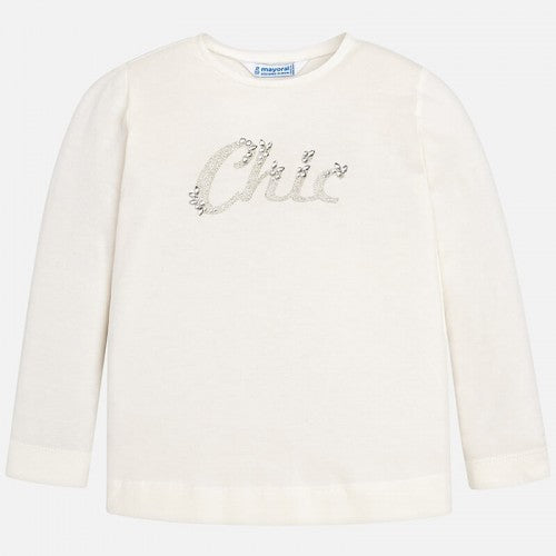 Camiseta Niña Manga Larga Chic SKU 178 Color Crudo