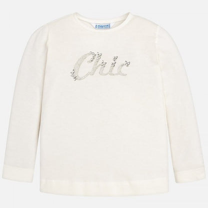 Camiseta Niña Manga Larga Chic SKU 178 Color Crudo