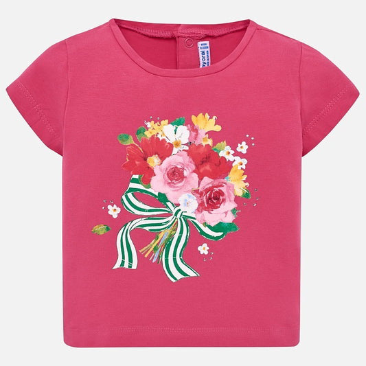 Copy of Playera con motivo estampado de algodón sostenible para bebé Sku 1014 Color 10 Fucsia