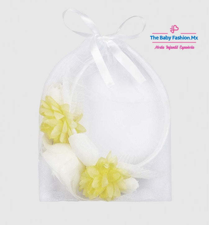 CONJUNTO 2 PIEZAS BOLSA Y DIADEMA BEBE MAYORAL SKU 10589 Color 33 CRUDO