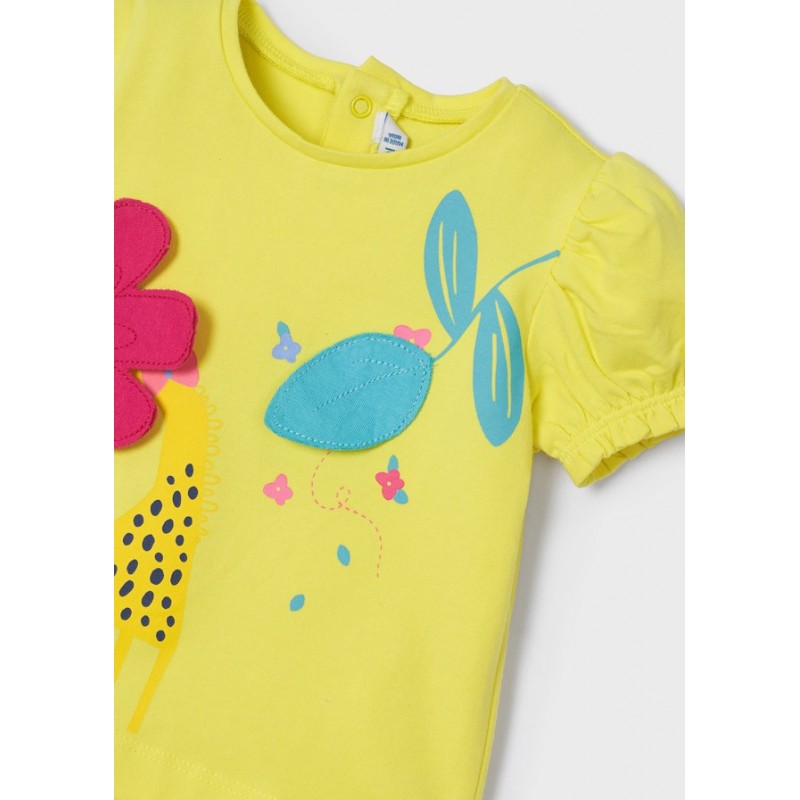 Camiseta Bebe Niña Flores Jirafa Sku 1028 Color 76 Limon