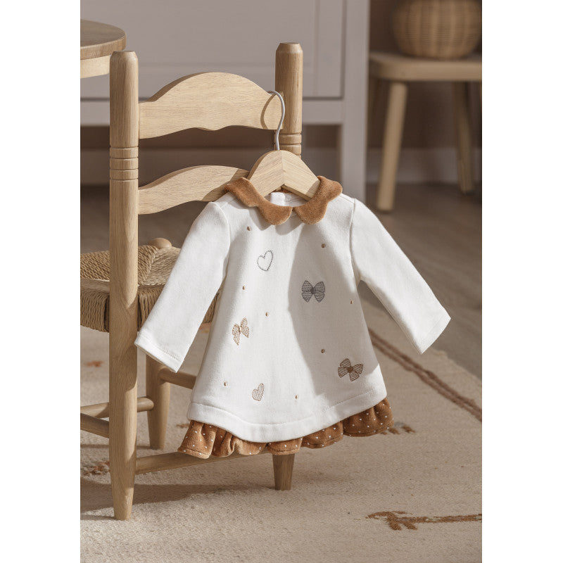 Vestido Felpa Bordado Sku 2803 Color Crudo
