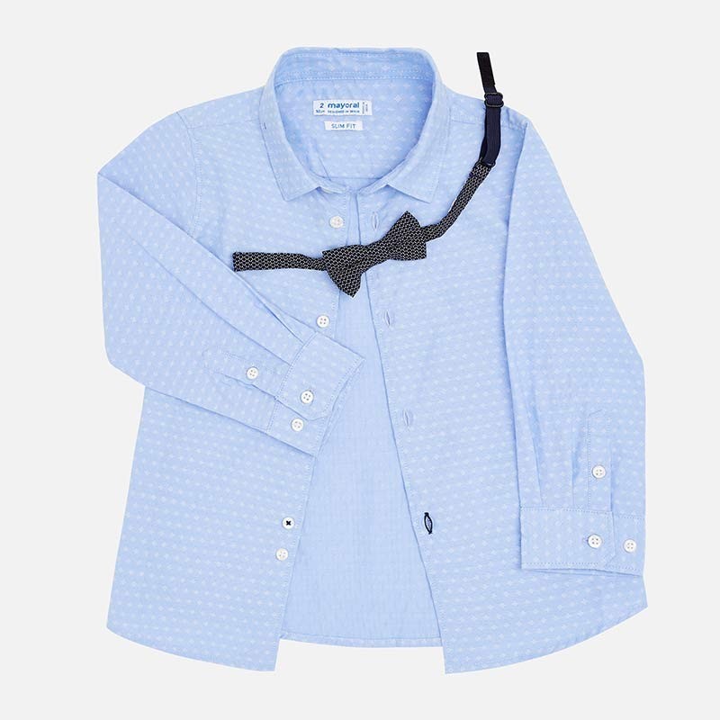 Camisa M/L de Vestir para niño con Pajarita MAYORAL Ref  3139 Color 64 Celeste