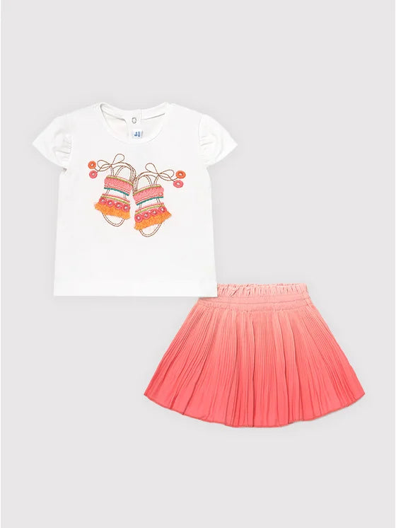 Conjunto 2 Pz Falda Plisado Degradado SKU 1996 Color Coral