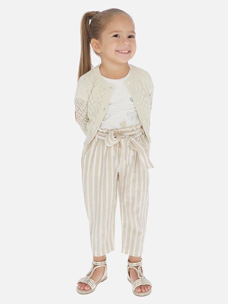 Pantalón tela lazo Niña Sku 3540 Color Arena