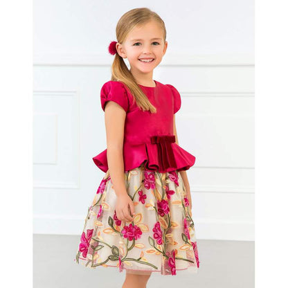 Vestido Punto Terciopelo ABEL & LULA SKU 5532 Color Frambuesa