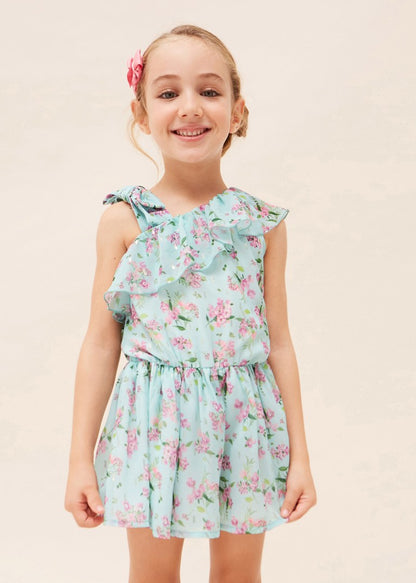 Mono corto estampado de gasa para niña Art. 23-03842-025 Agua