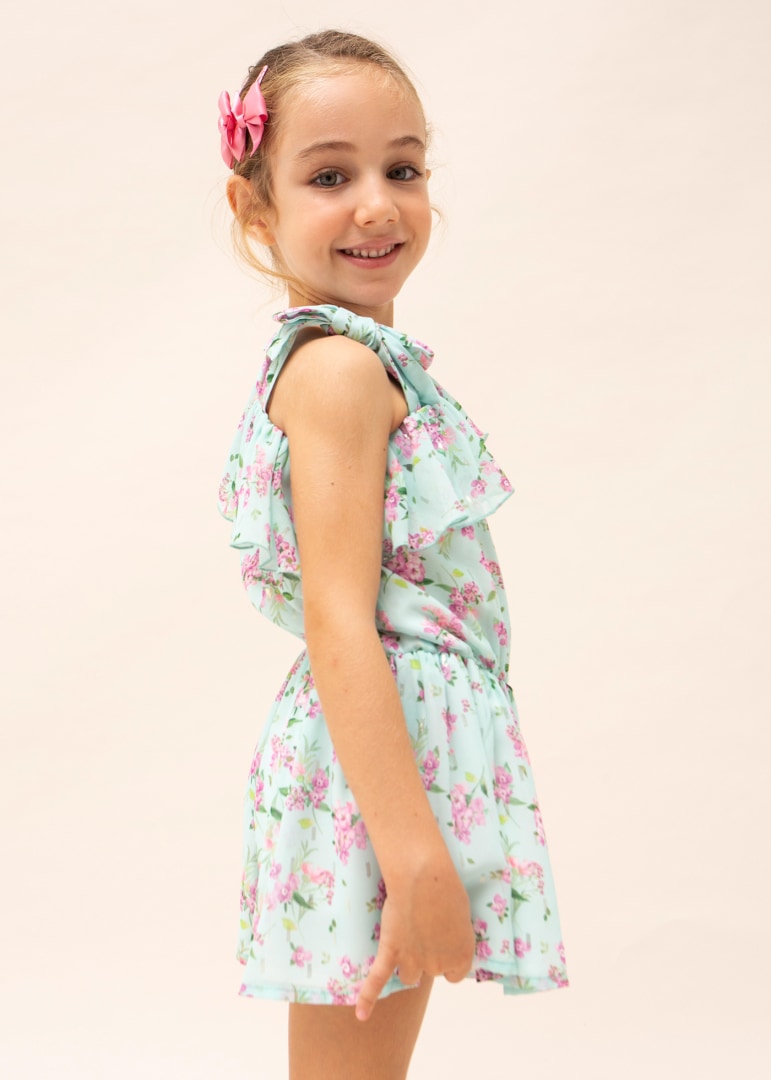 Mono corto estampado de gasa para niña Art. 23-03842-025 Agua