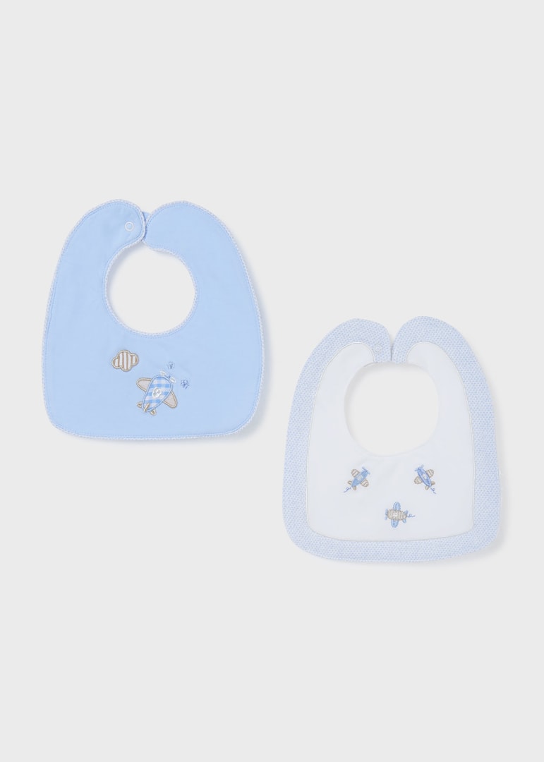 Pack 2 baberos de algodón sostenible para bebé Art. 23-09262-016 Cielo