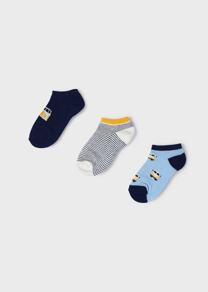 Pack 3 calcetines cortos con estampado en algodón para niño Art. 23-10464-091 Azul