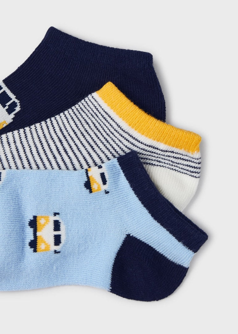 Pack 3 calcetines cortos con estampado en algodón para niño Art. 23-10464-091 Azul