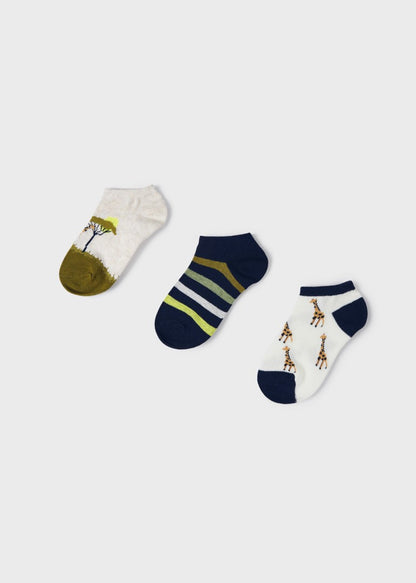 Pack 3 calcetines cortos con estampado en algodón para niño Art. 23-10465-010 Kiwi