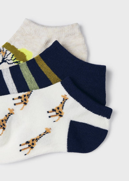 Pack 3 calcetines cortos con estampado en algodón para niño Art. 23-10465-010 Kiwi