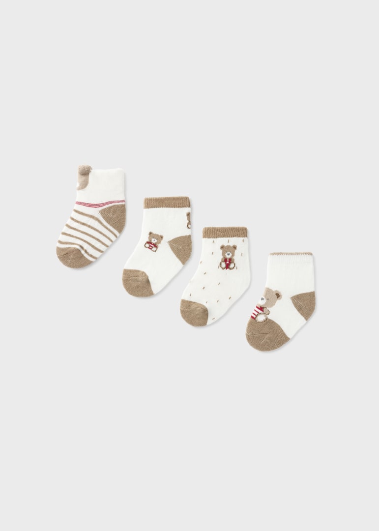 Pack 4 calcetines con estampado para recién nacido Art. 23-09588-028 Cacao
