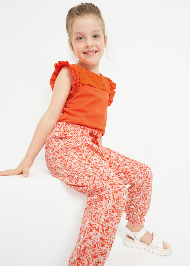 Pantalón baggy estampado de algodón para niña Art. 23-03508-057 Naranja