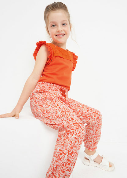 Pantalón baggy estampado de algodón para niña Art. 23-03508-057 Naranja