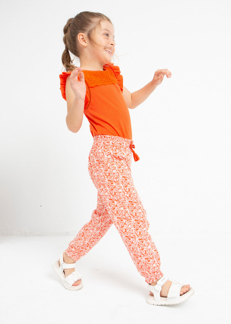 Pantalón baggy estampado de algodón para niña Art. 23-03508-057 Naranja