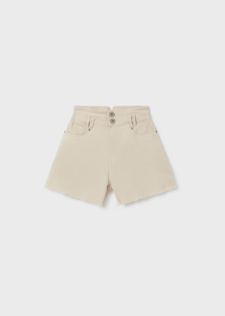 Pantalón corto con tiro alto de algodón para chica MAYORAL Ref. 23/6239/11 Avena