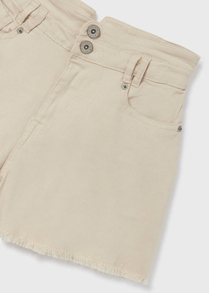 Pantalón corto con tiro alto de algodón para chica MAYORAL Ref. 23/6239/11 Avena