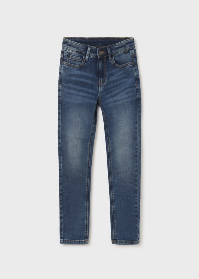 Pantalón de mezclilla slim fit con algodón sostenible para chico Sku  538 Color Medio