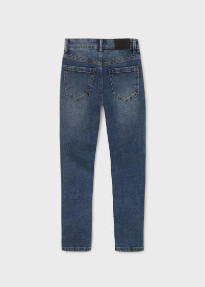 Pantalón de mezclilla slim fit con algodón sostenible para chico Sku  538 Color Medio