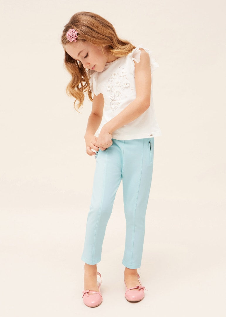 Pantalón largo con bolsillos decorativos para niña Art. 23-03501-085 Agua