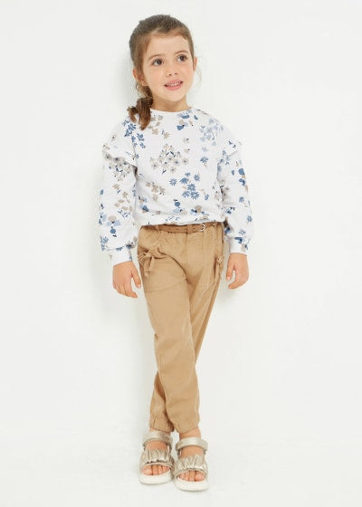 Pantalón largo fluido de TENCEL™ Lyocell para niña Sku 3503 Color Tostado