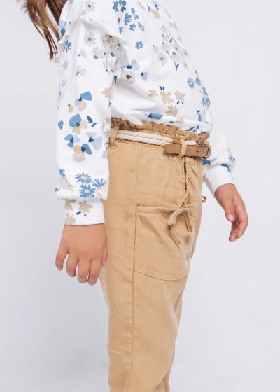 Pantalón largo fluido de TENCEL™ Lyocell para niña Sku 3503 Color Tostado