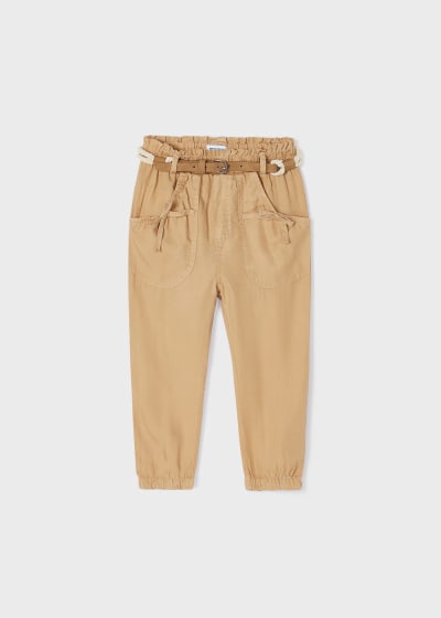 Pantalón largo fluido de TENCEL™ Lyocell para niña Sku 3503 Color Tostado