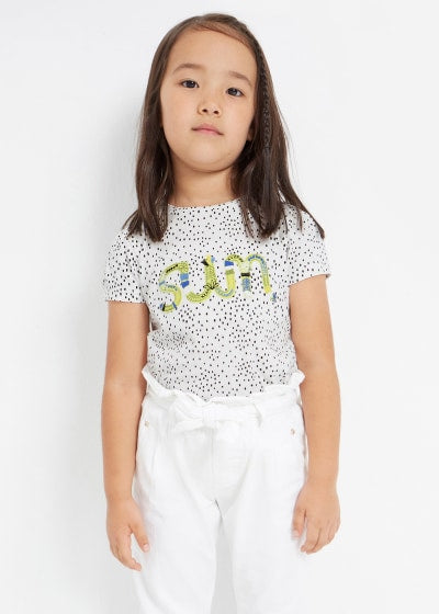 Pantalón largo slouchy de algodón sostenible para niña Sku 03502 Color 48 Blanco
