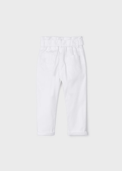 Pantalón largo slouchy de algodón sostenible para niña Sku 03502 Color 48 Blanco