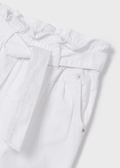 Pantalón largo slouchy de algodón sostenible para niña Sku 03502 Color 48 Blanco