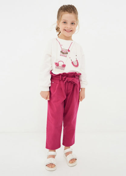 Pantalón largo slouchy de algodón sostenible para niña Art. 23-03502-047 Hibiscus