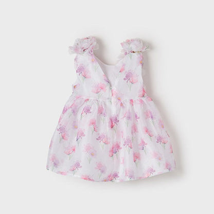 Vestido Flores Devore Bebe Niña SKU 1909 Color Rosa