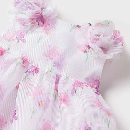 Vestido Flores Devore Bebe Niña SKU 1909 Color Rosa