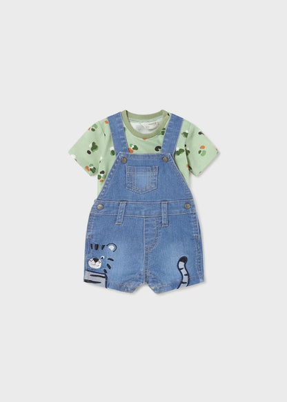 Peto de mezclilla con playera de algodón para recién nacido Art. 23-01628-014 Pasto