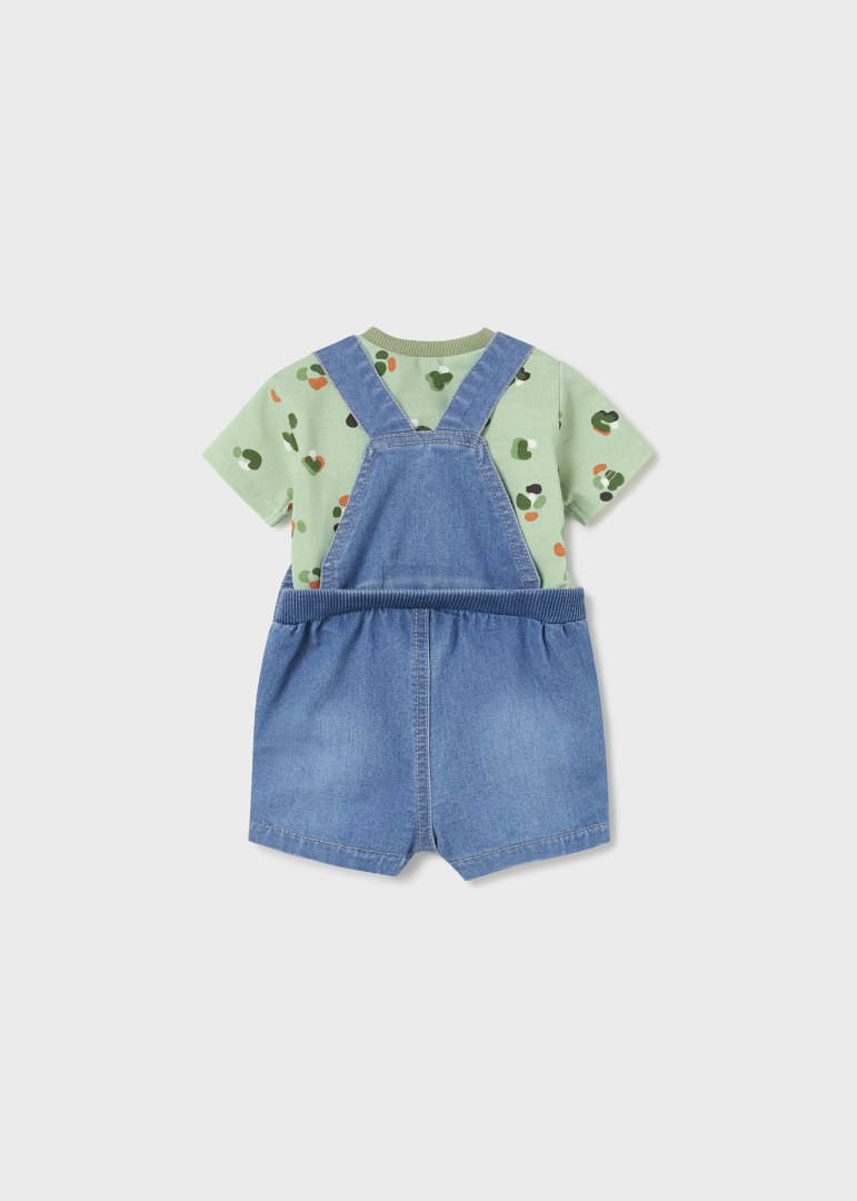 Peto de mezclilla con playera de algodón para recién nacido Art. 23-01628-014 Pasto