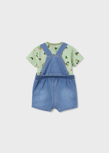 Peto de mezclilla con playera de algodón para recién nacido Art. 23-01628-014 Pasto