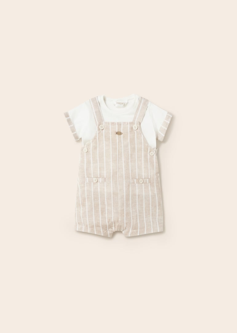 Peto estampado en lino con playera para recién nacido Art. 23-01625-075 Lino